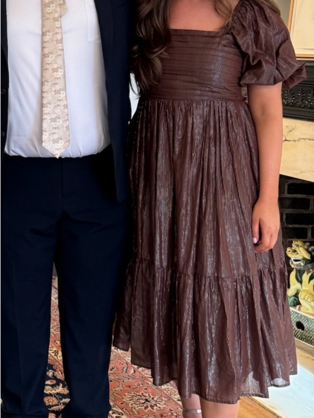 Brown shimmer midi dress